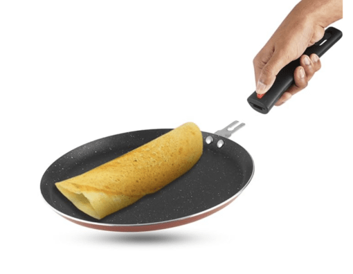 Vinod Popular Aluminium Non Stick Dosa Tawa with Detachable, Removeable Handles - 28 cm / 3 mm Thick/Compact Storage/Toxin Free/Long Lasting/Induction Base - 2 Year Warranty - Image 2